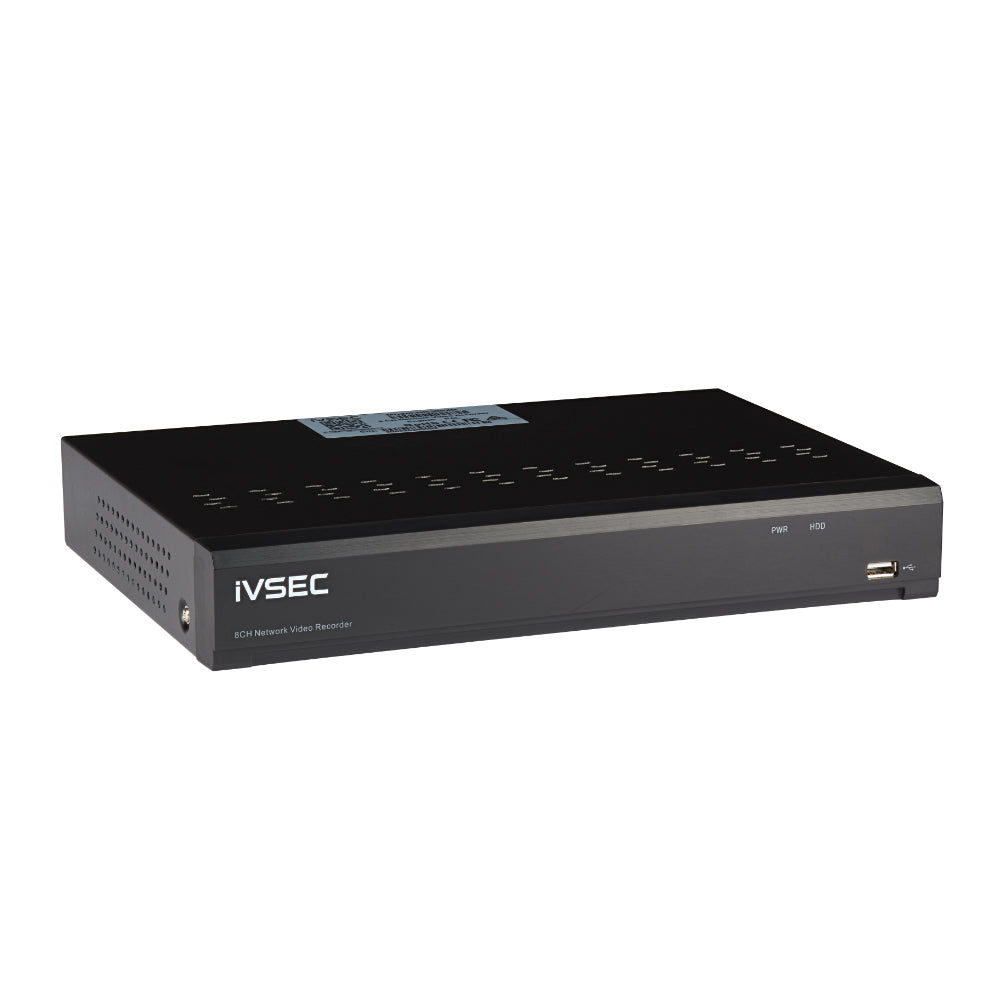 IVNR3082XB - IVSEC NR3082XB NVR 8 CHANNELS 12MP 8 x PoE PORTS 2 BAYS H265 4K HDMI IVS