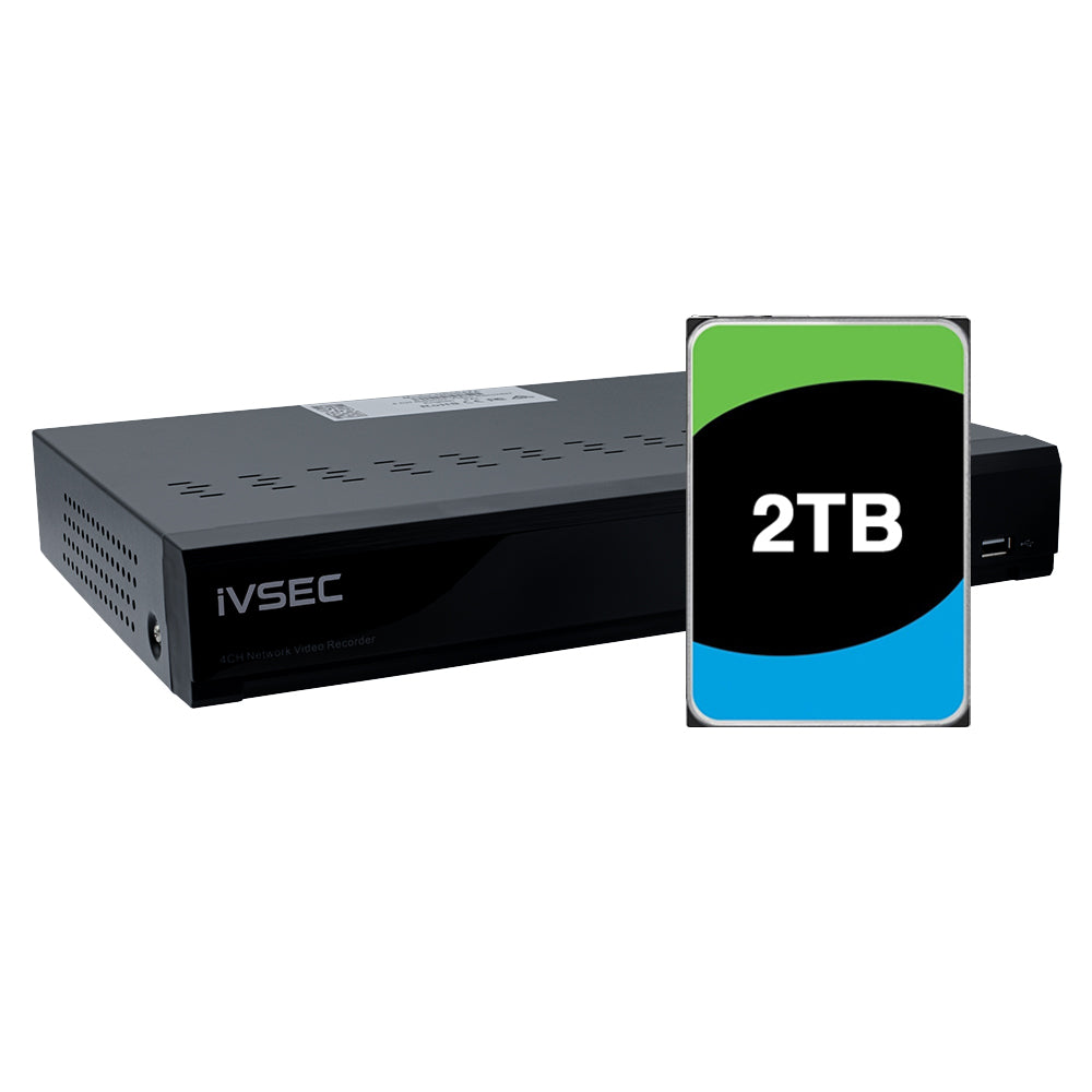 IVNR004XB-2TB - IVSEC NR004XB NVR 4 CHANNELS 12MP 4 x POE PORTS 1 BAY H265 4K HDMI 2TB INSTALLED