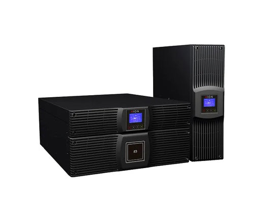 ION F18 6000VA / 5400 Online SUPER CHARGER UPS, NO BATTERIES (Requires a min of one (1) FEBM-180), 3 Year Advanced Replacement Warranty, Form Factor: 3U Rack/Tower, Input: Hard wired, Output: 4 x C13, 2 x C19, Hard Wired