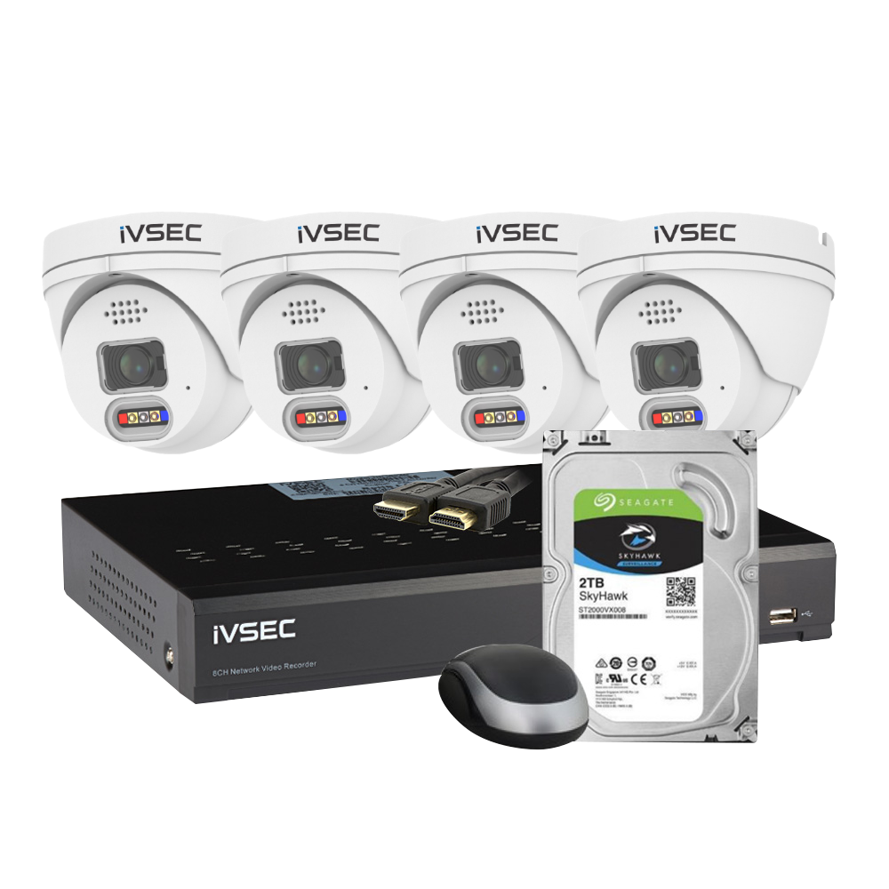 IVSEC KIT 4 X NC110ADX 5MP IP CAM WITH ADV DET  NR308XC-2TB 8 x PoE NVR 4K IVS