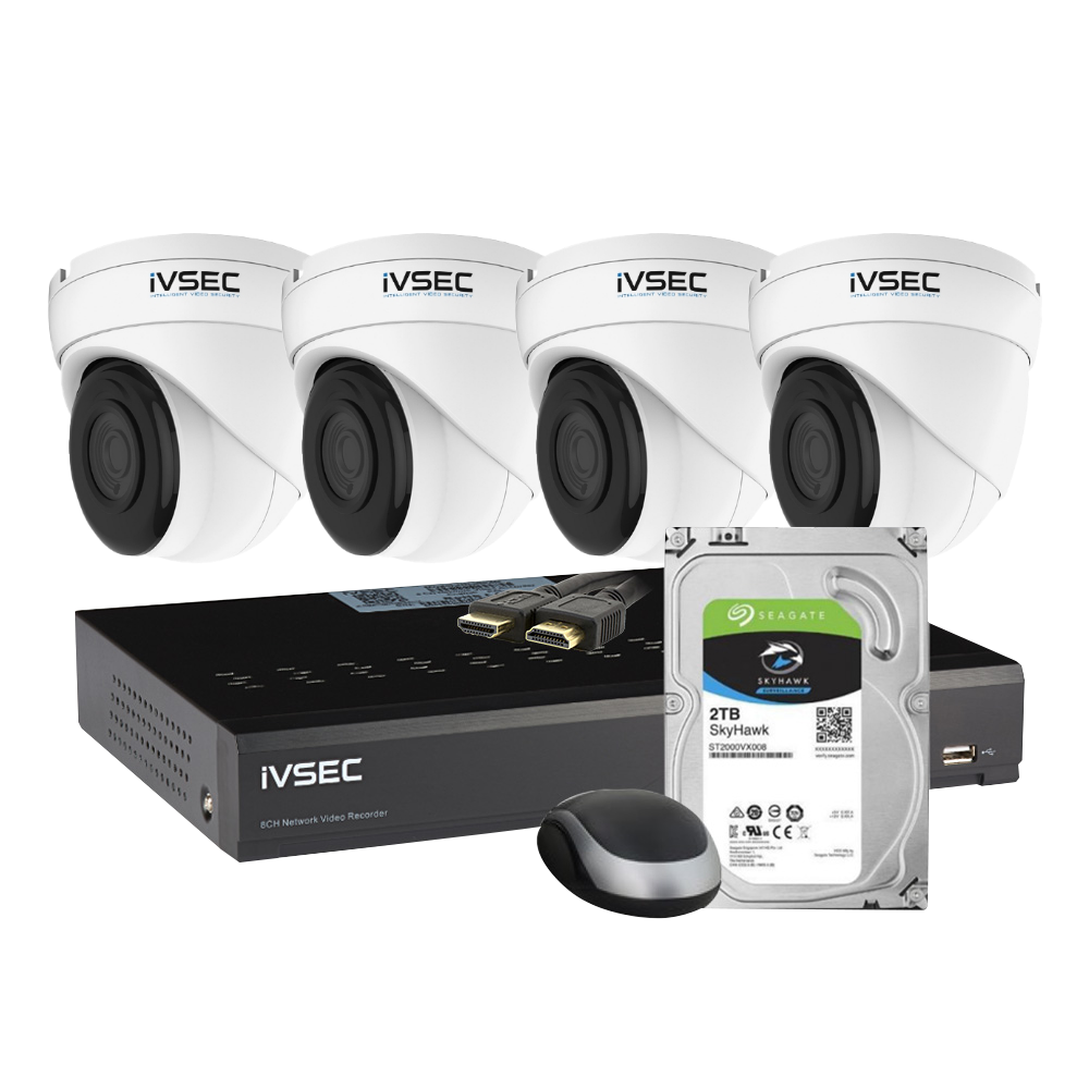 IVSEC KIT 4 X NC340XA 12MP IP CAM  NR3082X-2TB 8 x PoE NVR 4K IVS