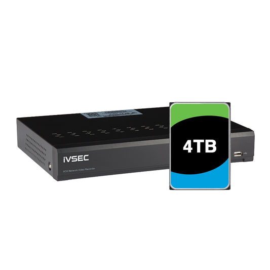 IVNR3082XB-4TB - IVSEC NR3082XB NVR 8 CHANNELS  12MP 8 x PoE PORTS 2 BAYS H265 4TB HDD INSTALLED