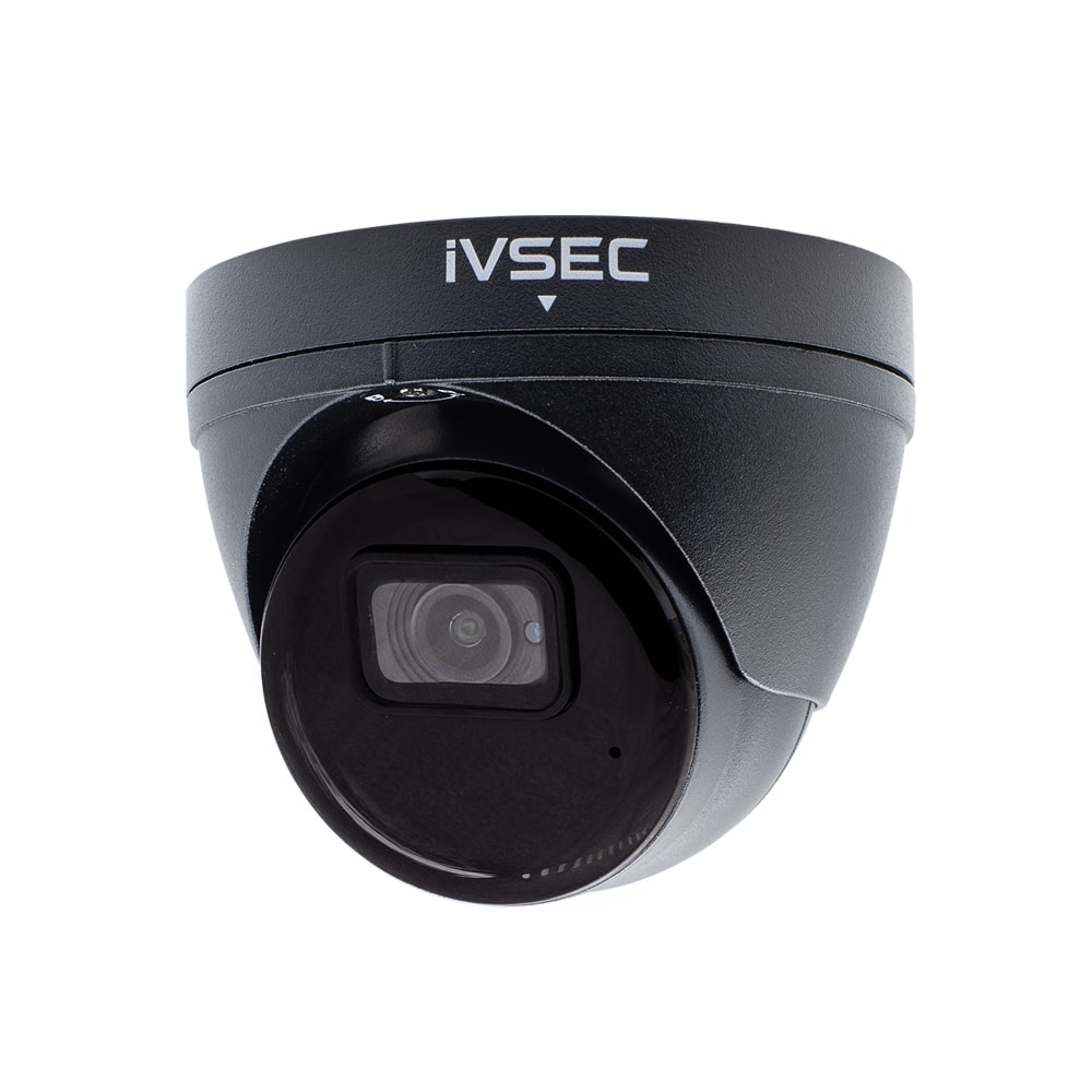 IVSEC TURRET IP CAMERA 5MP 2.8MM FIXED LENS 20FPS POE IP66 30M IR MIC PIR BLACK