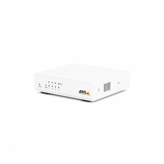 AXIS D8004 Unmanged PoE Switch is a 4 channel 10/100 Mbps PoE+ switch with plug & play installation