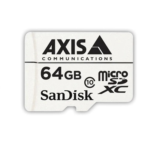 AXIS 10 pack variant of the Surveillance Card 64 GB, a high endurance microSDXC card optimized for video surveillance.