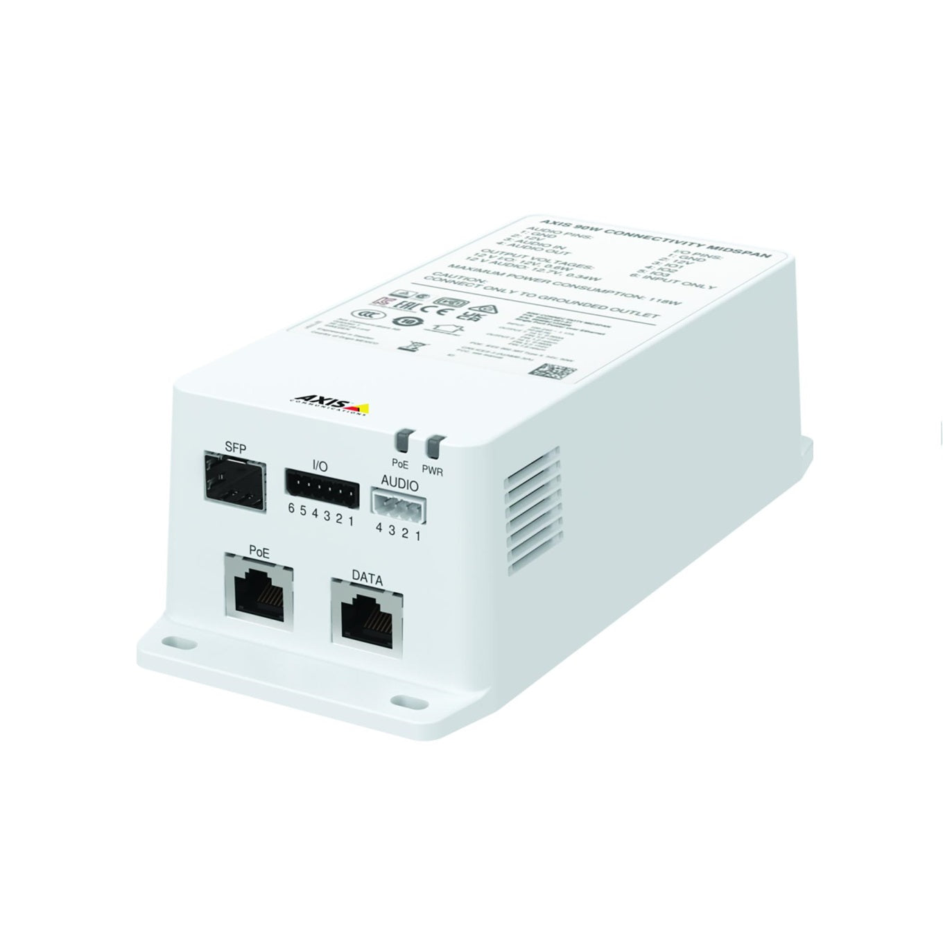 AXIS TU8003 90 W Connectivity Midspan with portcast technology uses the cameras IP address to provide seemingly camera-integrated audio and I/O connectivity.